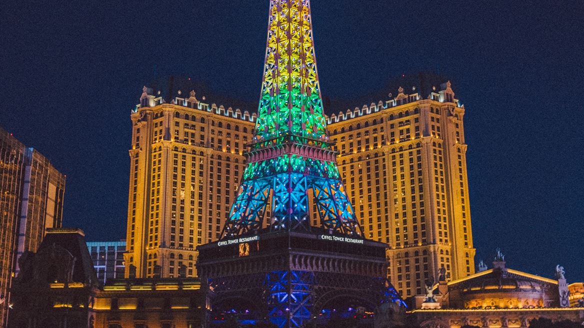 Eiffel tower at paris las vegas celebrates lgbtq pride