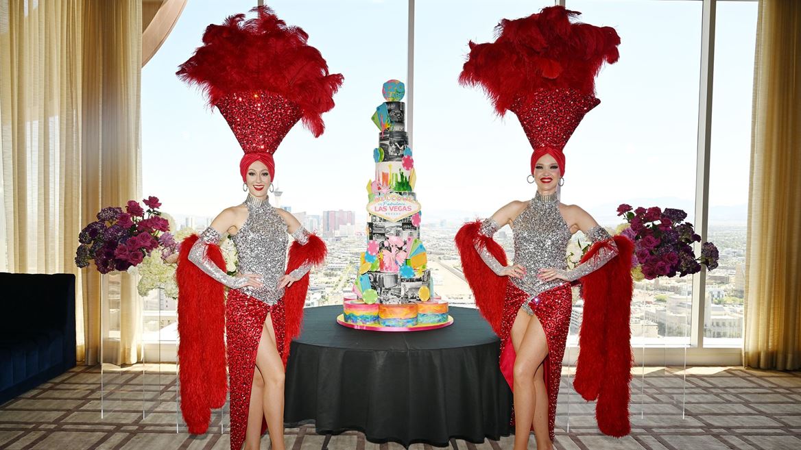 Las Vegas Showgirls with Custom Cake