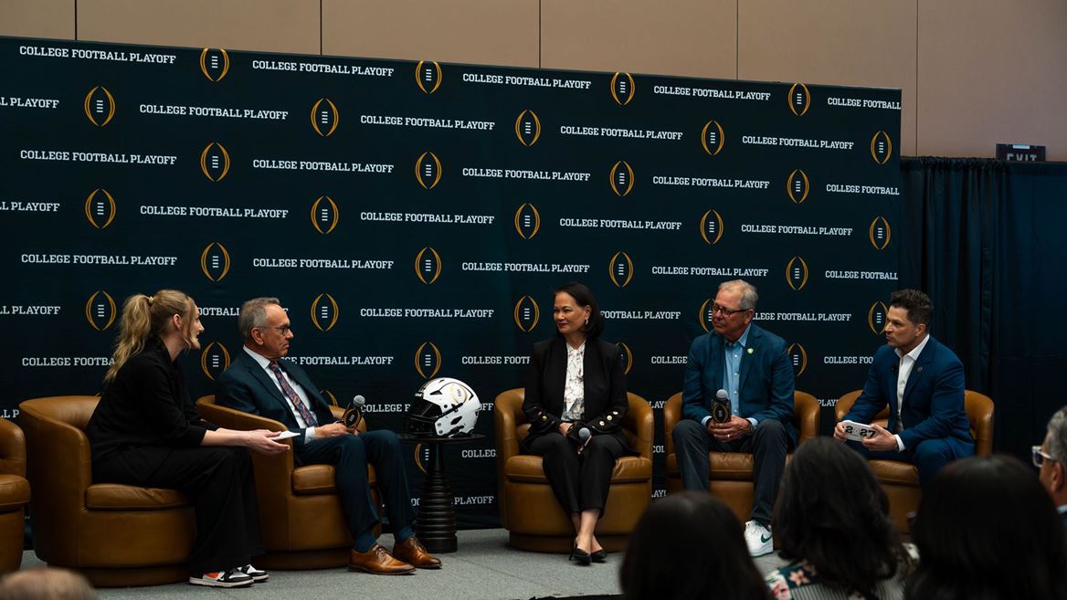 CFB Championship Panel 1 Stormy Buonantony Jim Gibson Jhone Ebert Britton Banowsky Mark Shunock
