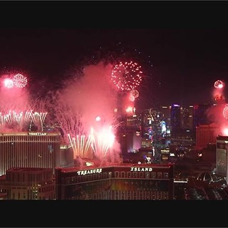 News Year's Eve Fireworks on the Las Vegas Strip - NAT SOUND ONLY