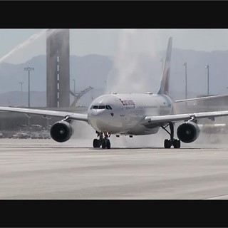 Eurowings Landing with Water Arches