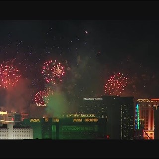 Fireworks over the Las Vegas Strip from McCarran Airport - RAW