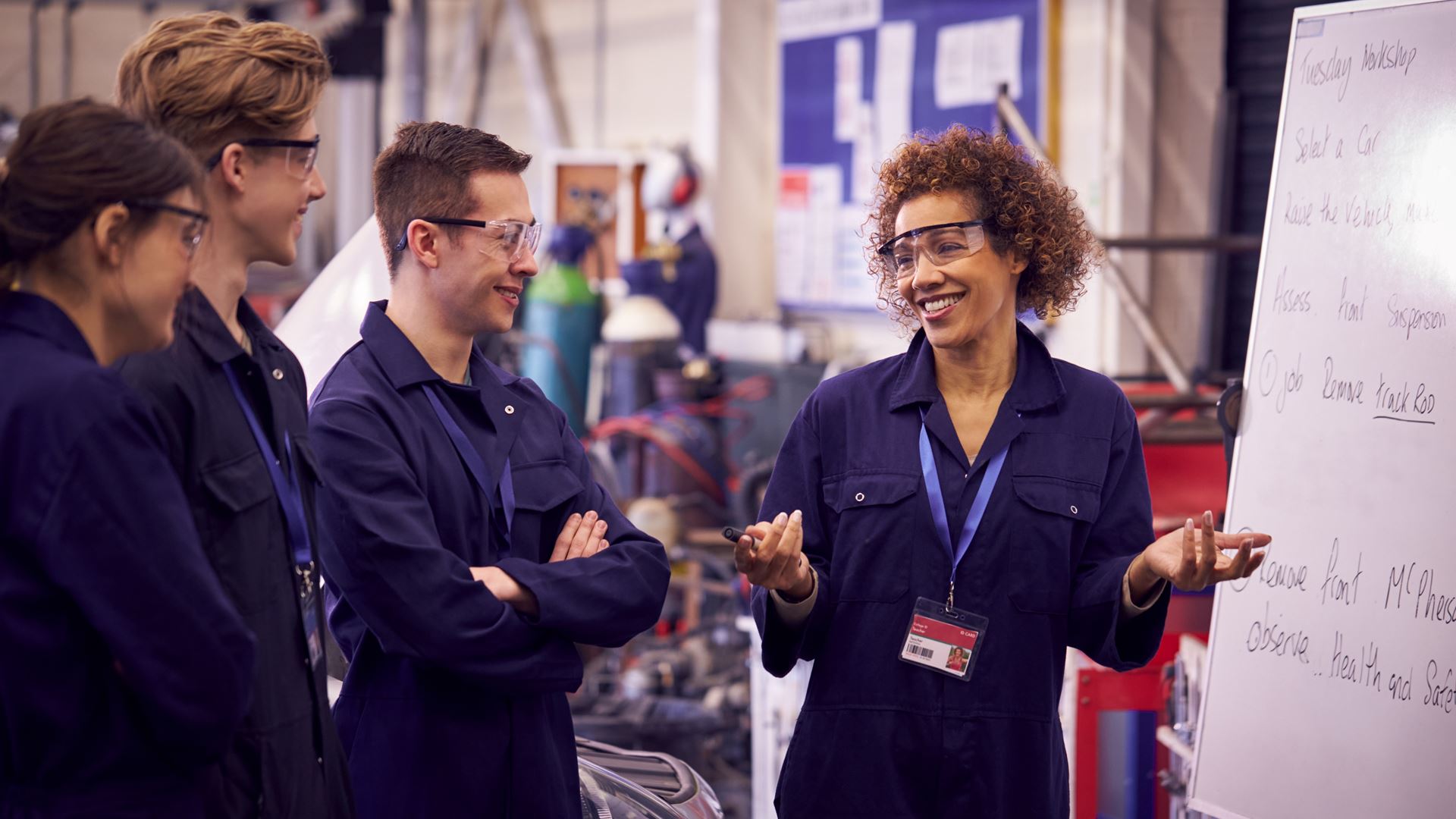 Students in garage