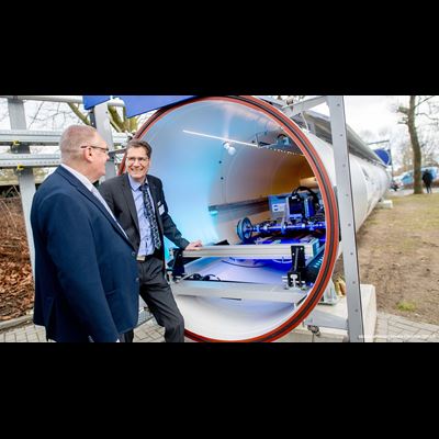 Interview with Prof Dr Walter Neu and Prof Dr Thomas Sch ning from left head of Hyperloop research