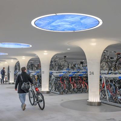 A shelter for bicycles parking spaces for bikes