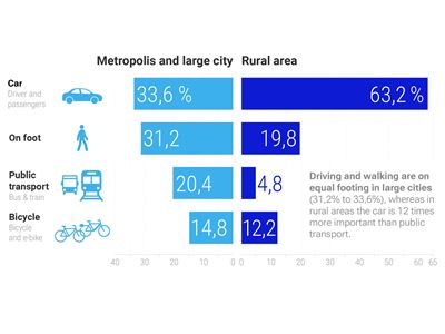 Spatial structure determines the mode of transportation