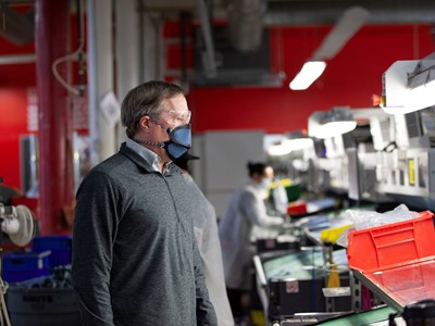 New Balance Executive Vice President of Global Supply Chain, Dave Wheeler, at the company’s Lawrence, MA factory