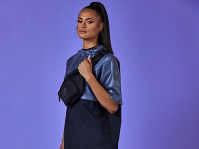 New Balance x Sydney McLaughlin Signature Collection - Poncho and Track Pant with Cross Body Bag and 327