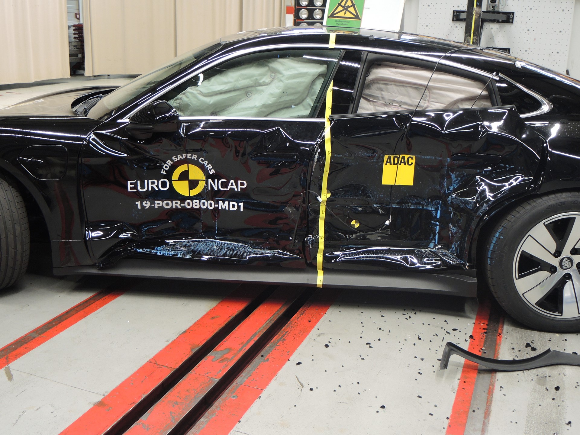 Porsche Taycan - Side crash test 2019 - after crash