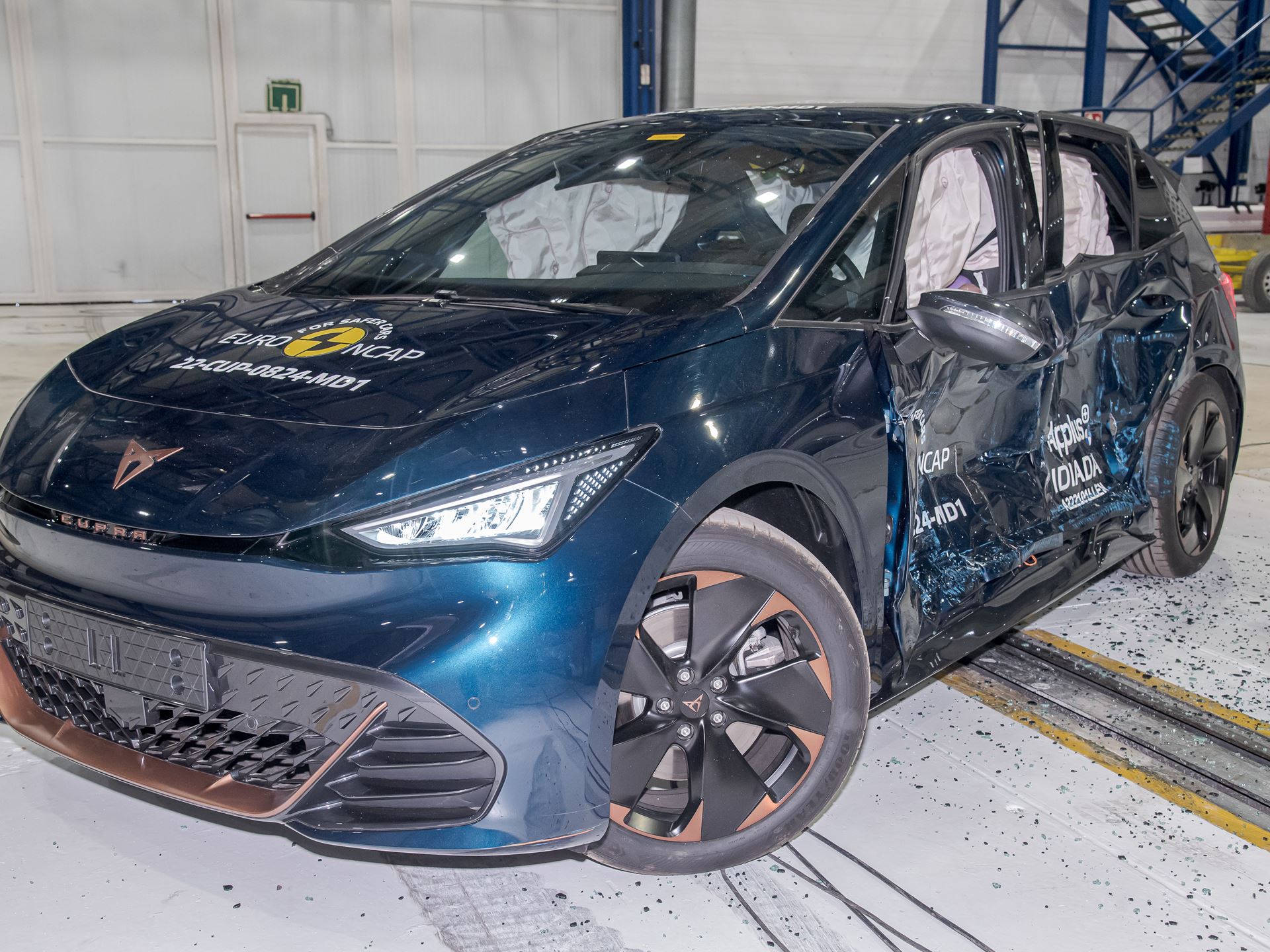 Cupra Born - Side Mobile Barrier test 2022 - after crash