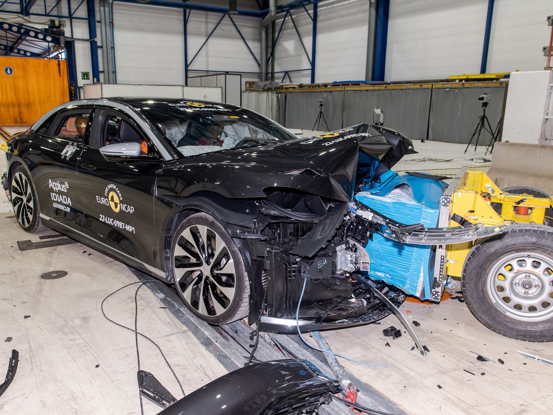 Lucid Air - Mobile Progressive Deformable Barrier test 2022 - after crash