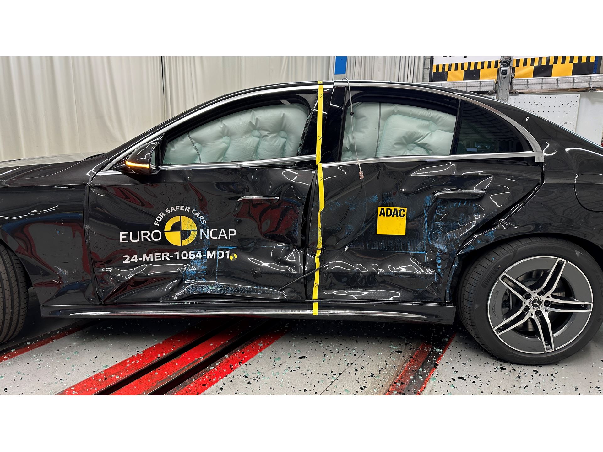 Mercedes Benz E Class Side Mobile Barrier test 2024 after crash