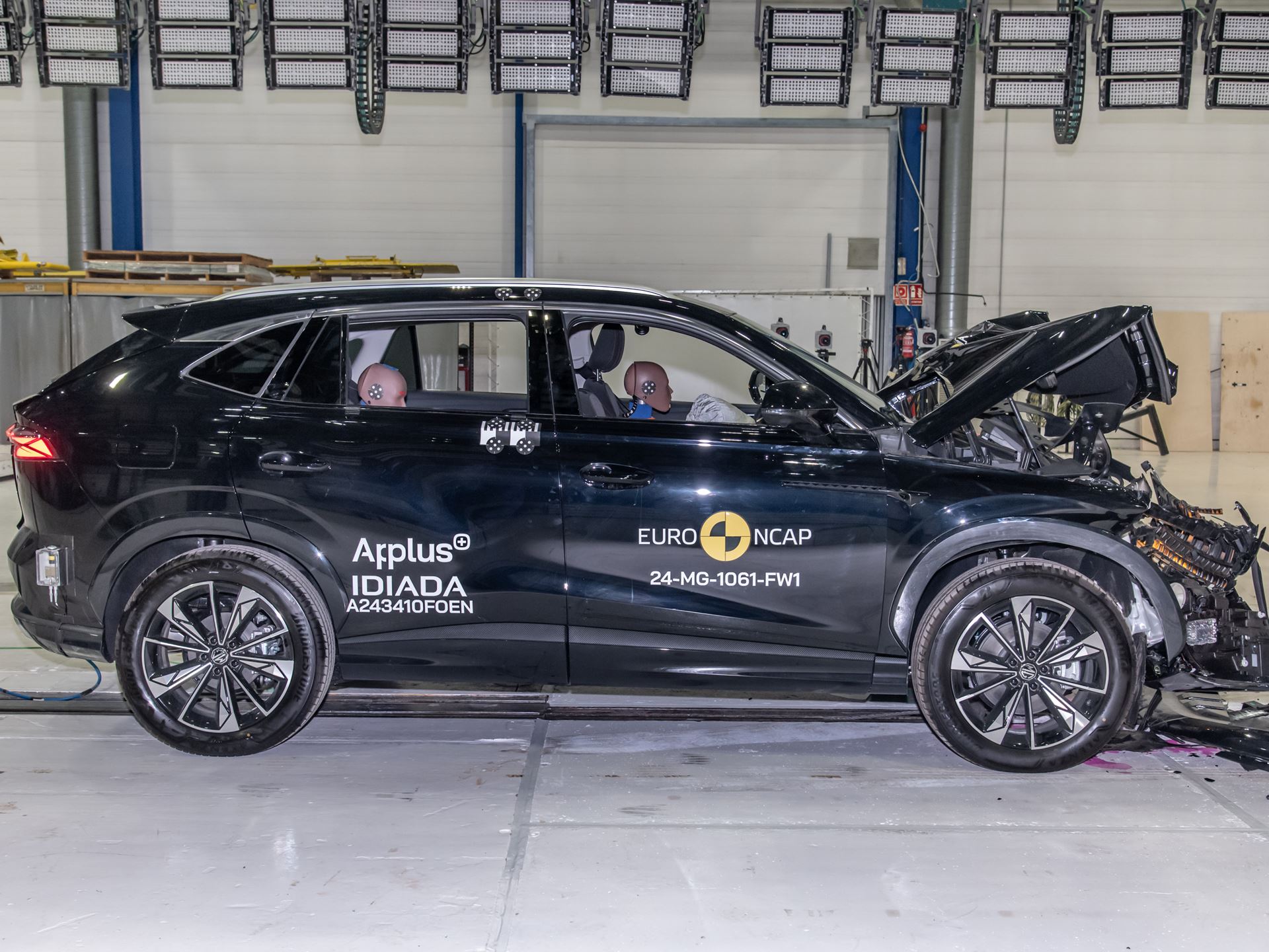 MG HS Full Width Rigid Barrier test 2024 after crash