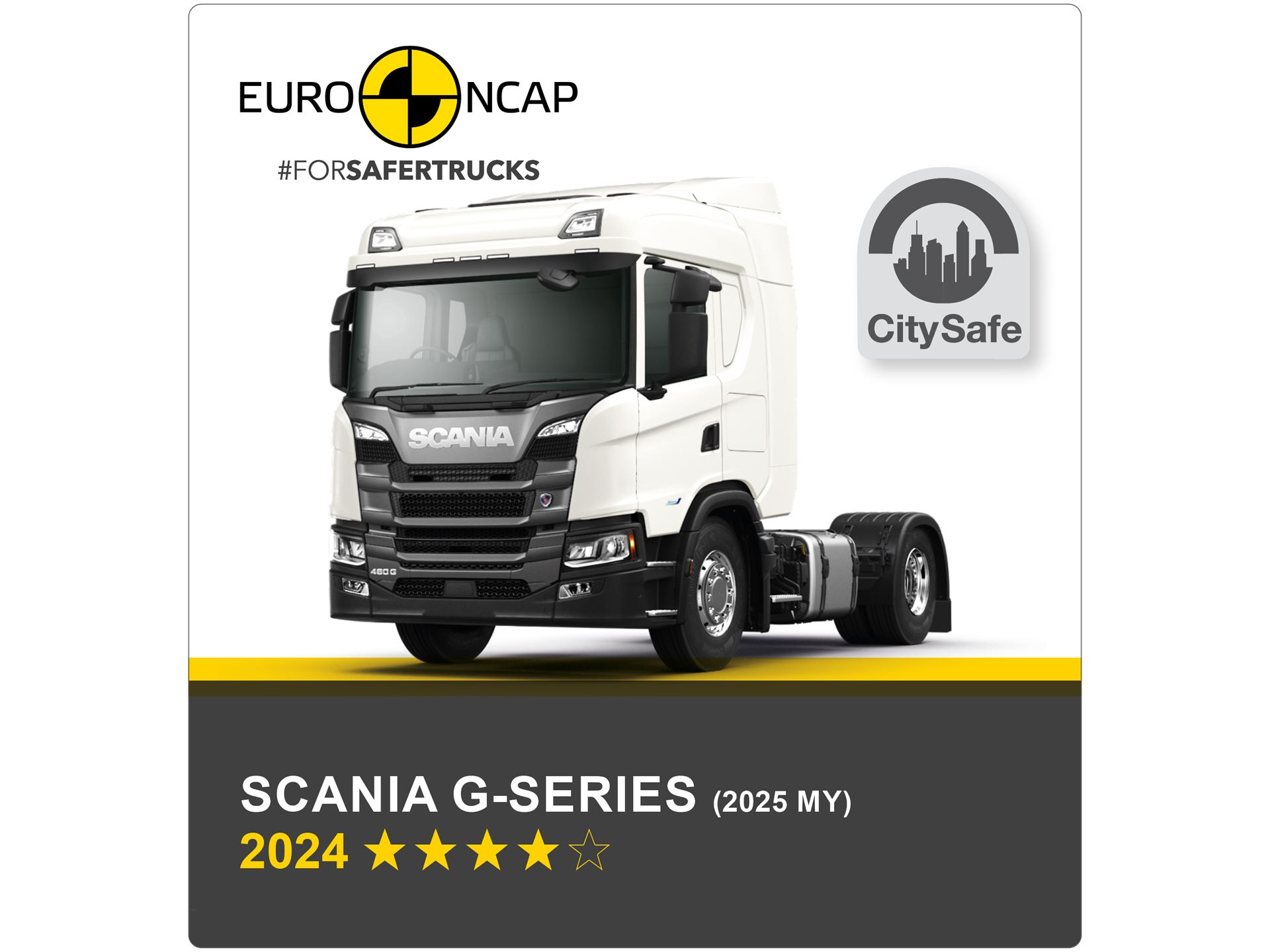 Scania G series 2025 MY Euro NCAP Commercial TRUCK SAFE Results 2024