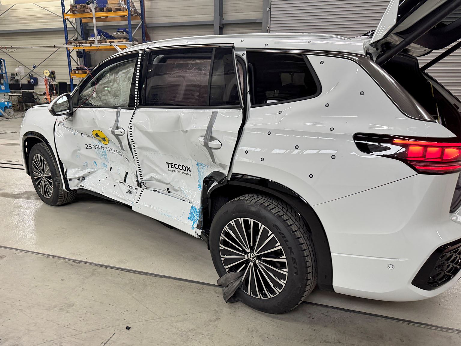 VW Tayron Side Mobile Barrier test 2025 after crash