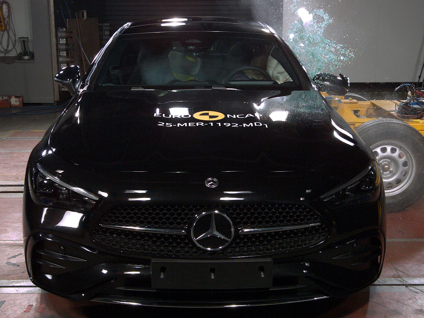 Mercedes Benz CLE Coup Side Mobile Barrier test 2025