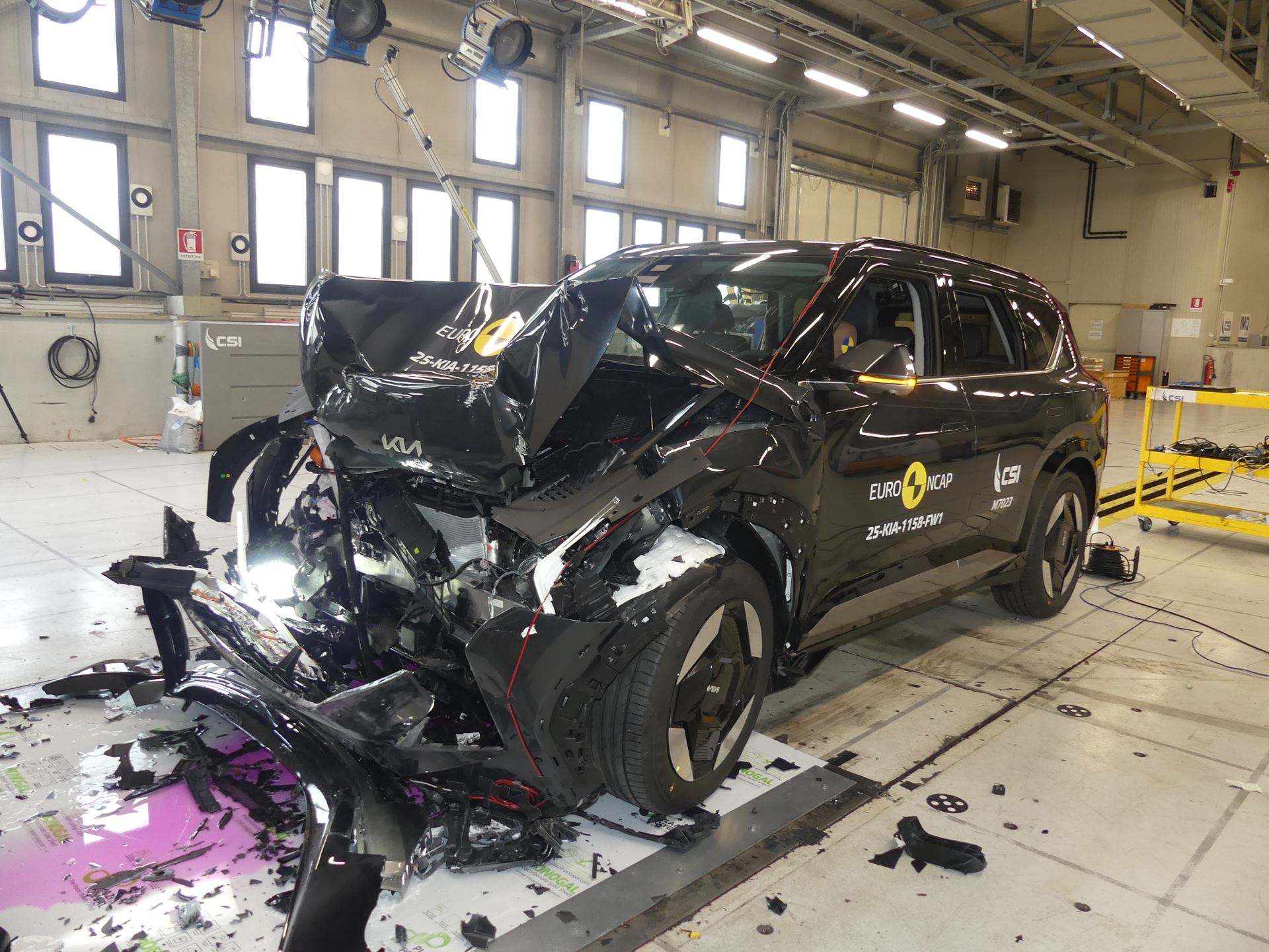 Kia EV5 Full Width Rigid Barrier test 2025 after crash