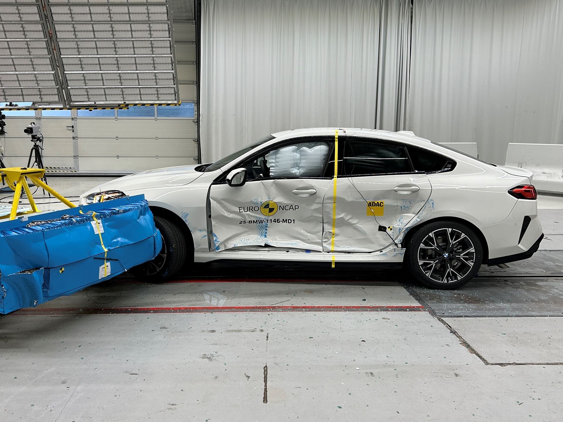BMW 2 Series Gran Coup Side Mobile Barrier test 2025 after crash