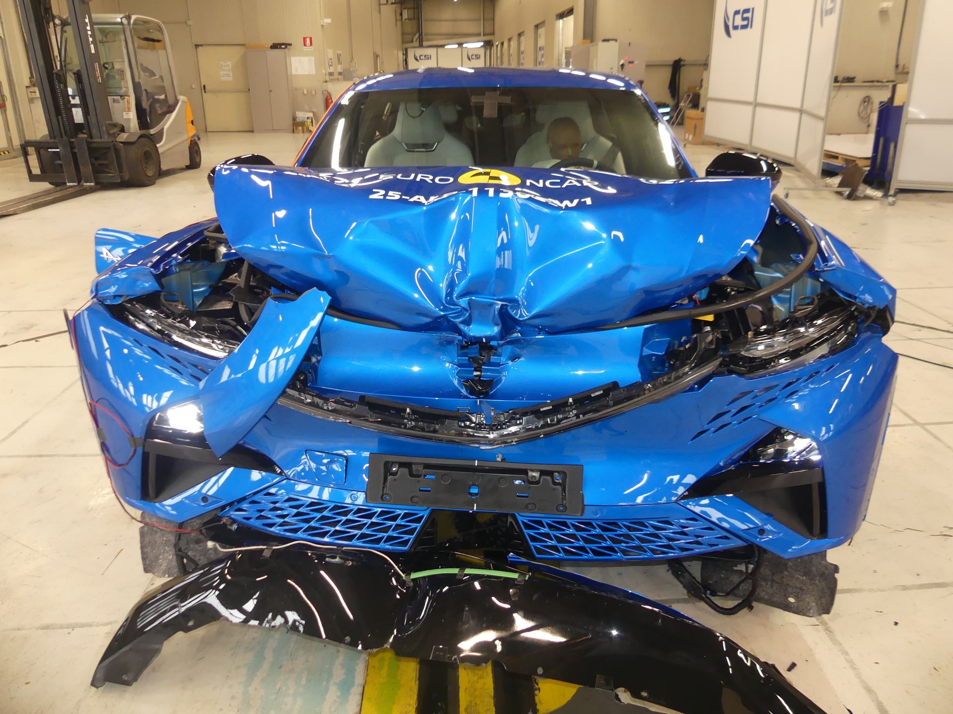 Alpine A390 Full Width Rigid Barrier test 2025 after crash