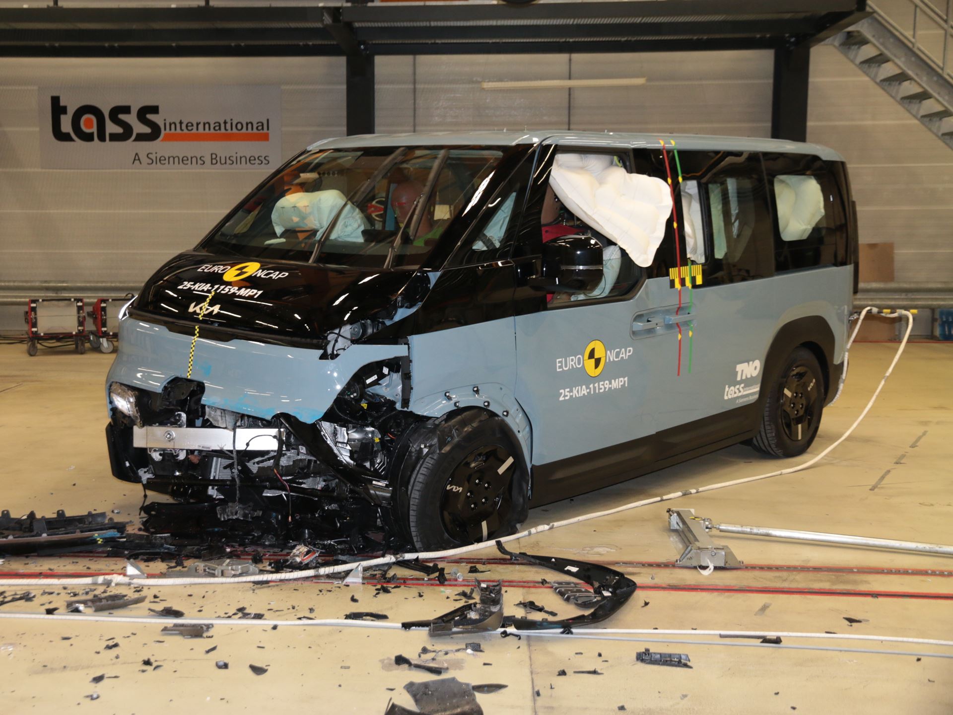 Kia PV5 Passenger Mobile Progressive Deformable Barrier test 2025 after crash