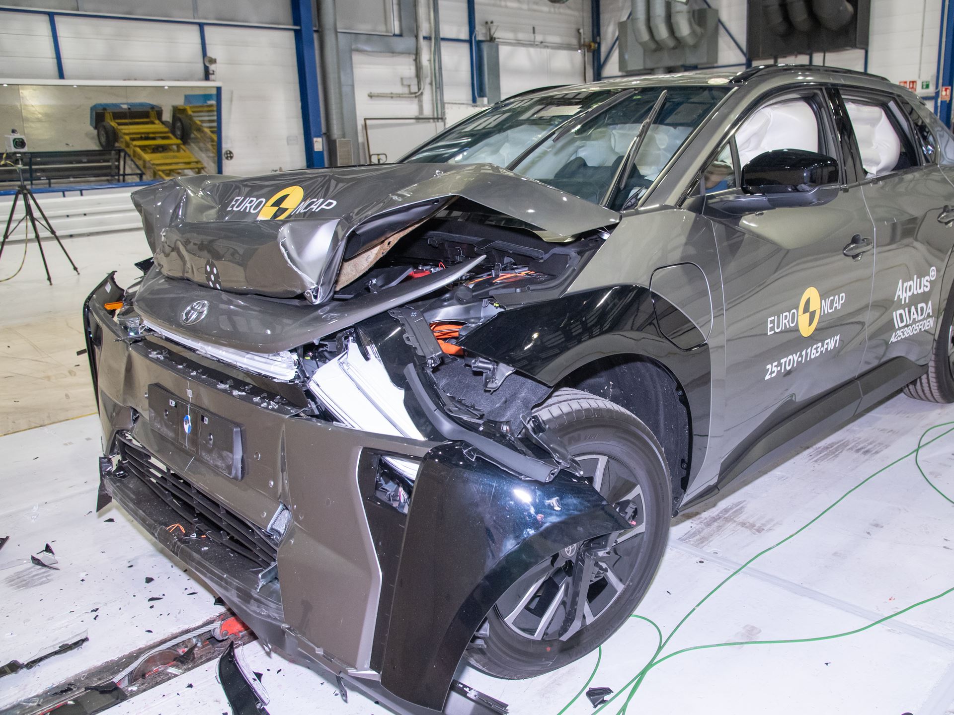 Toyota bZ4X Full Width Rigid Barrier test 2025 after crash