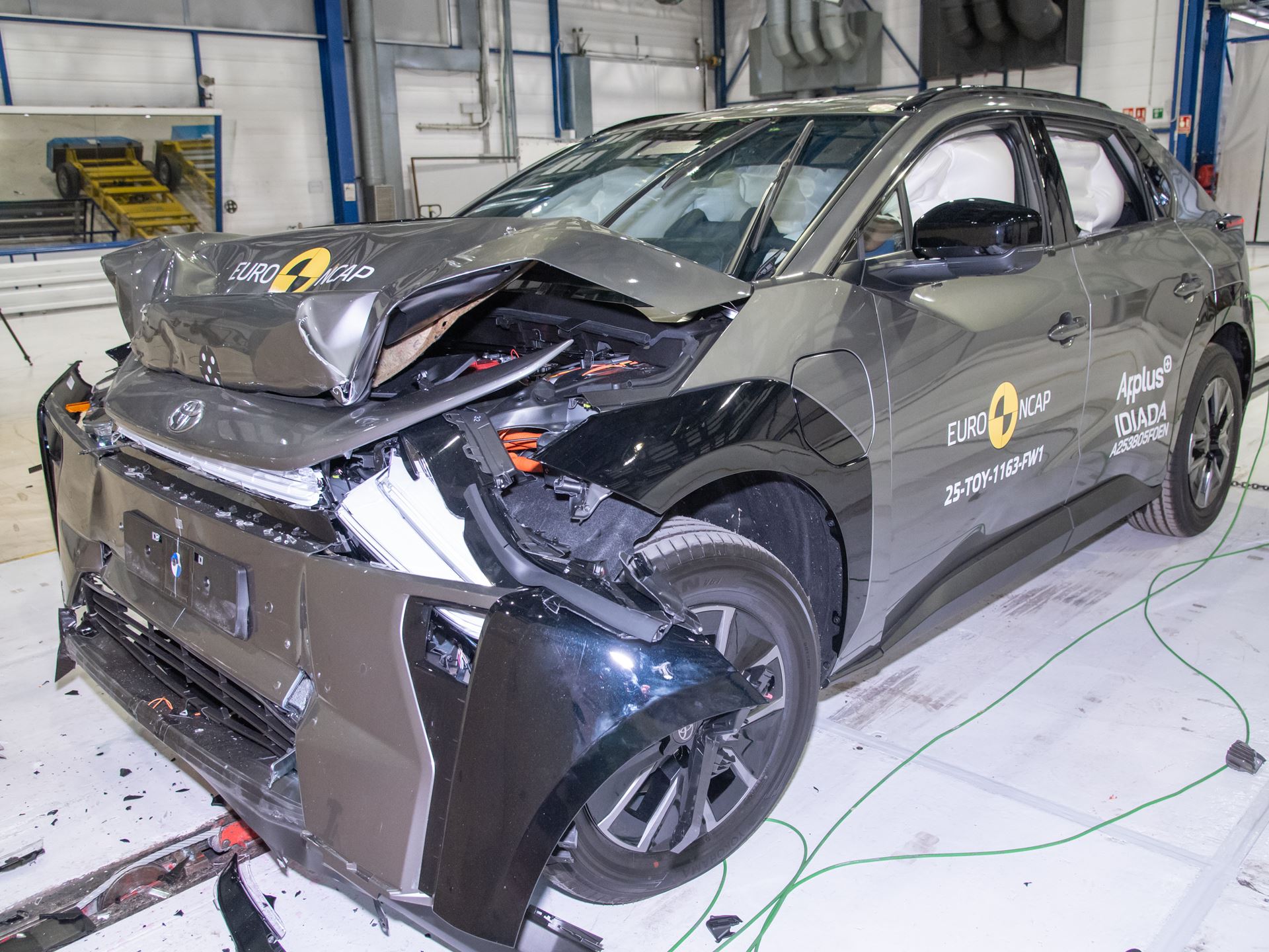 Toyota bZ4X Full Width Rigid Barrier test 2025 after crash