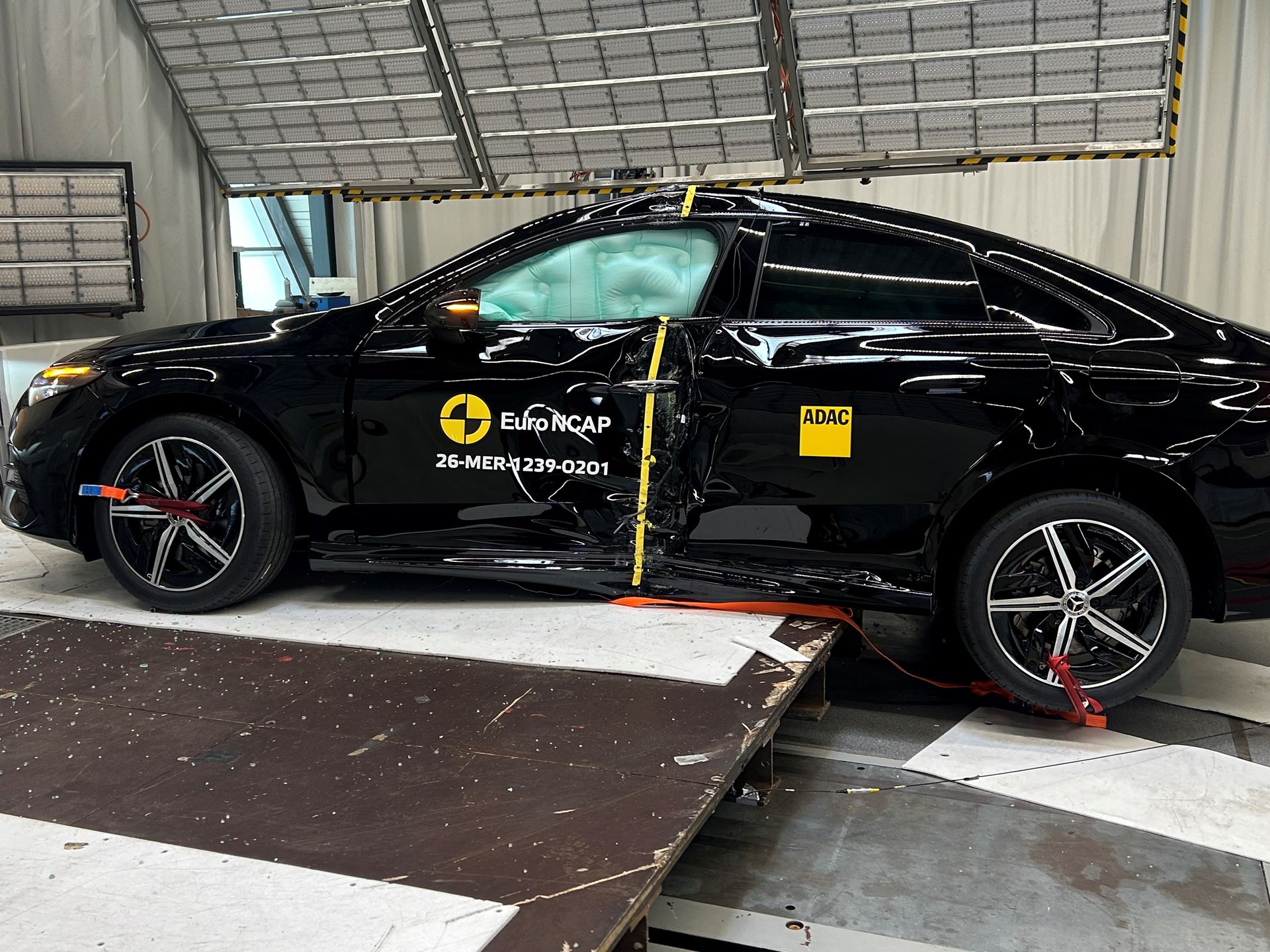 Mercedes Benz CLA hybrid Side Pole test 2025 after crash