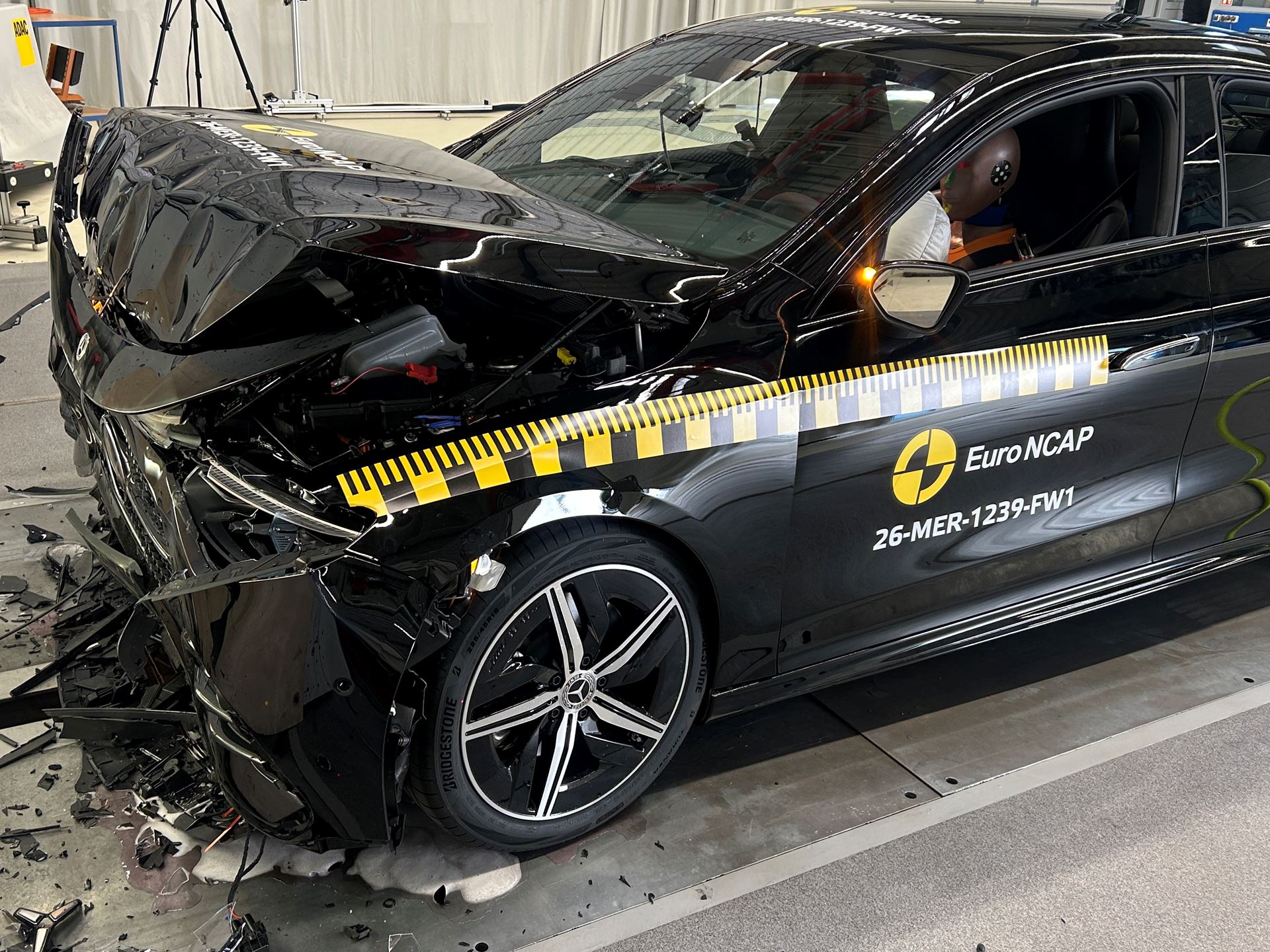 Mercedes Benz CLA hybrid Full Width Rigid Barrier test 2025 after crash