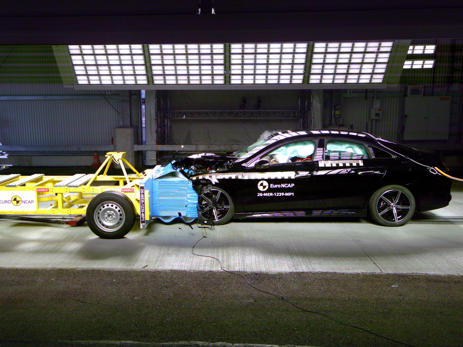 Mercedes Benz CLA hybrid Mobile Progressive Deformable Barrier test 2025