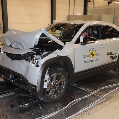 Mazda MX-30 - Full Width Rigid Barrier test 2020 - after crash