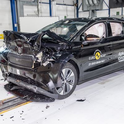 Škoda ENYAQ iV - Full Width Rigid Barrier test 2021 - after crash