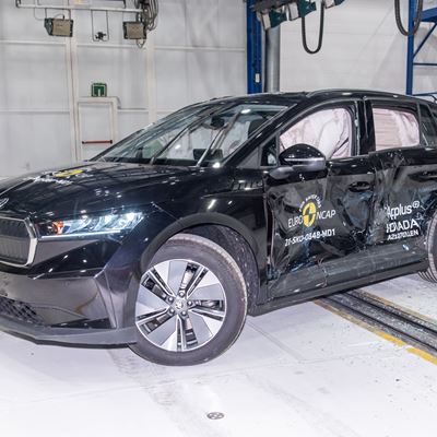 Škoda ENYAQ iV - Side Mobile Barrier test 2021 - after crash
