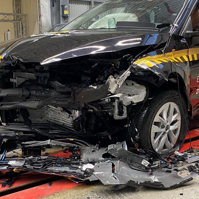 Škoda Fabia - Side Mobile Barrier test 2021 - after crash