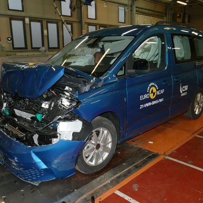 VW Caddy - Full Width Rigid Barrier test 2021 - after crash