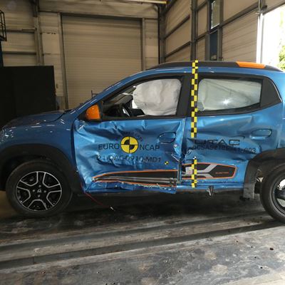 Dacia Spring - Side Mobile Barrier test 2021 - after crash