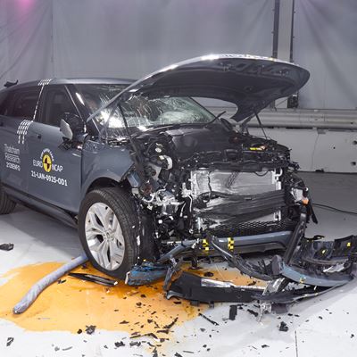 Range Rover Evoque PHEV - Frontal Offset Impact test 2019 - after crash