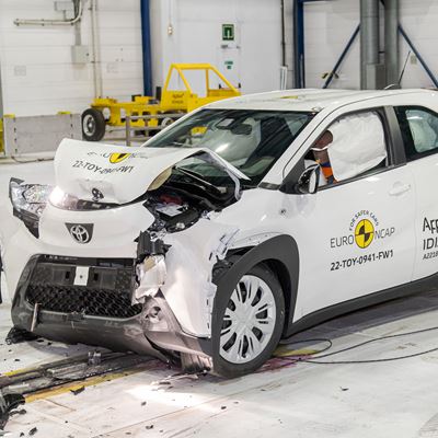Toyota Aygo X - Full Width Rigid Barrier test 2022 - after crash