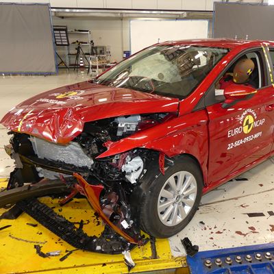 SEAT Ibiza - Mobile Progressive Deformable Barrier test 2022 - after crash