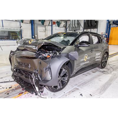 Toyota bZ4X - Full Width Rigid Barrier test 2022 - after crash