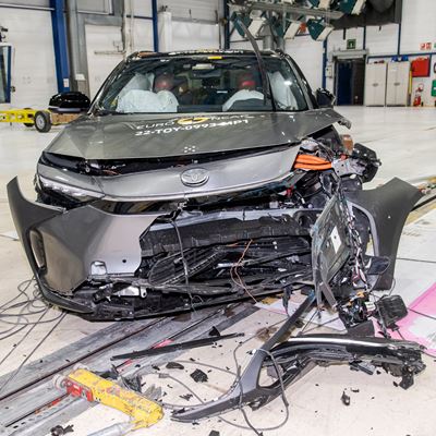 Toyota bZ4X - Mobile Progressive Deformable Barrier test 2022 - after crash
