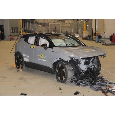 Volvo EX30 Mobile Progressive Deformable Barrier test 2024 after crash