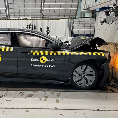 Audi A6 e tron Full Width Rigid Barrier test 2025 after crash