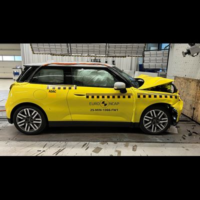 MINI Cooper E Full Width Rigid Barrier test 2025 after crash