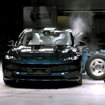Tesla Model 3 Side Mobile Barrier test 2025