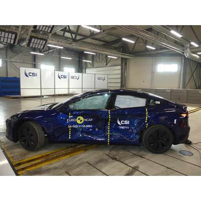 Tesla Model 3 Side Mobile Barrier test 2025 after crash