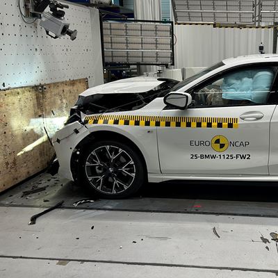 BMW 1 Series Full Width Rigid Barrier test 2025 after crash