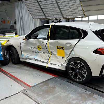 BMW 1 Series Side Mobile Barrier test 2025 after crash