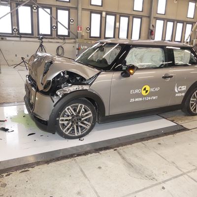 MINI Cooper Full Width Rigid Barrier test 2025 after crash