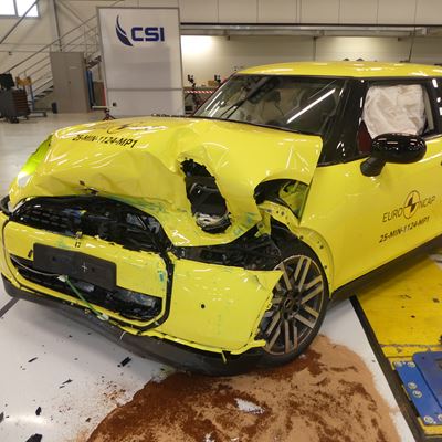 MINI Cooper Mobile Progressive Deformable Barrier test 2025 after crash