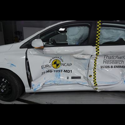 MG 3 Side Mobile Barrier test 2025 after crash